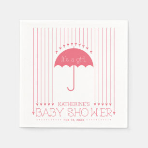 Serviette en papier pour Baby Shower Fille   Cœur 