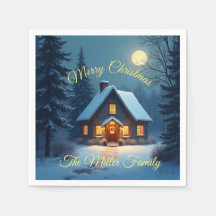 Serviette en papier pour chalet de Noël enneigé – 