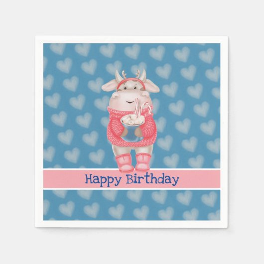 Serviette en papier pour chocolat chaud Joyeux Ann (Devant)