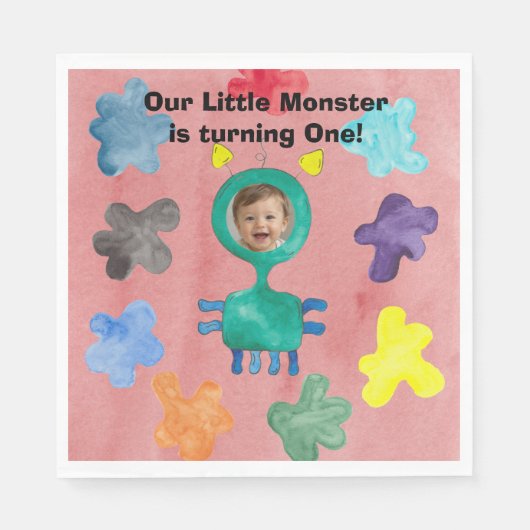 Serviette en papier pour l'anniversaire du monstre (Devant)