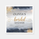 Serviette en papier pour mariage Navy et Or (Devant)