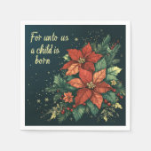 Serviette En Papier Pour nous un enfant est né Écriture Découpage (Devant)