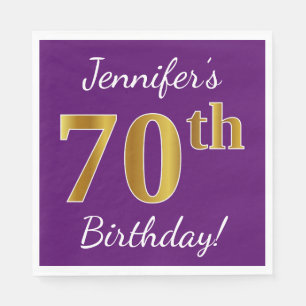 Serviette En Papier Pourpre, anniversaire d'or de Faux