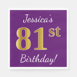 Serviette En Papier Pourpre, anniversaire d'or de Faux