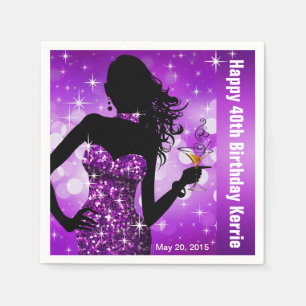 Serviette En Papier Pourpre de la fête d'anniversaire d'étincelle de