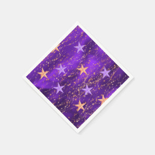 Serviette En Papier Pourpre de mille et une nuits et étoiles d'or