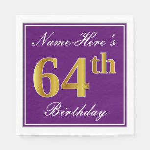 Serviette En Papier Pourpre élégant, anniversaire d'or de Faux