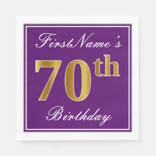 Serviette En Papier Pourpre élégant, anniversaire d'or de Faux