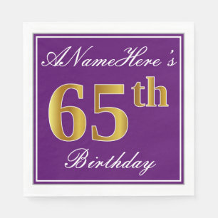 Serviette En Papier Pourpre élégant, anniversaire d'or de Faux