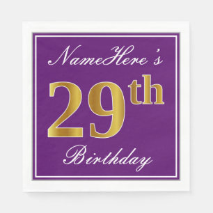 Serviette En Papier Pourpre élégant, anniversaire d'or de Faux 29èm