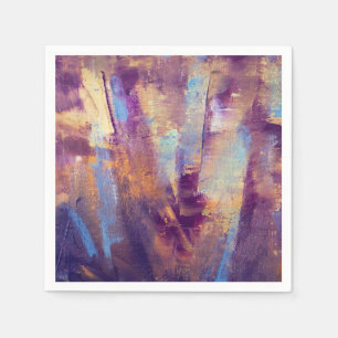 Serviette En Papier Pourpre et peinture à l'huile abstraite d'or