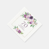 Serviette En Papier Pourpre | Violet Floral 70e anniversaire (Coin)
