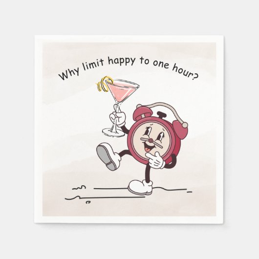 Serviette En Papier Pourquoi Limiter Happy Hour Cocktail Napkin (Devant)