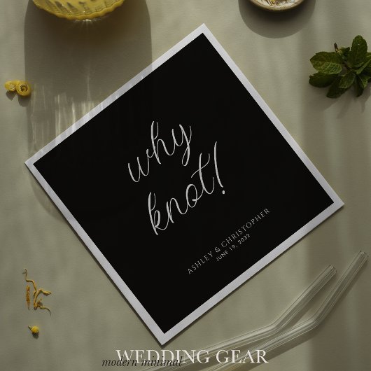 Serviette En Papier Pourquoi pas ! Cocktail noir typographique minimal