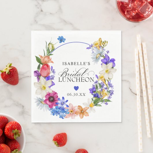 Serviette En Papier Poussée Fleur sauvage rouge violet Douche pour déj (En situation)