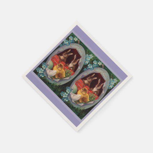 Serviette En Papier Poussées et poulets en papier de Pâques (Coin)