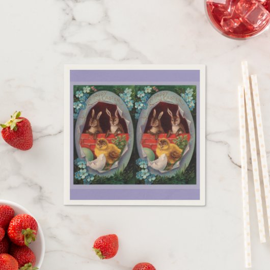 Serviette En Papier Poussées et poulets en papier de Pâques (En situation)