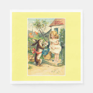 Serviette En Papier Poussette et fille de vacances Papier de Pâques Vi