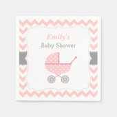 Serviette En Papier Poussette rose Chevron Baby Girl Douche serviettes (Devant)
