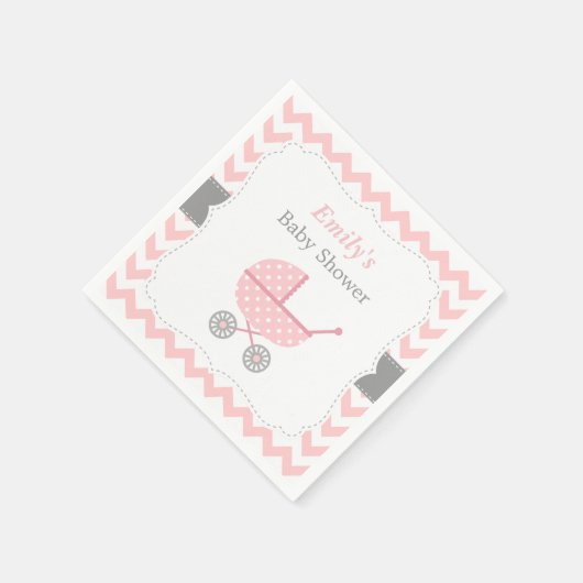 Serviette En Papier Poussette rose Chevron Baby Girl Douche serviettes (Coin)