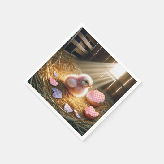 Serviette En Papier Poussette rose Pâques avec En vichy oignon (Coin)