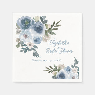 Serviette En Papier Poussière Florale Bleue Lavage à l'Eau Mariage