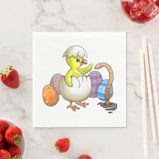 Serviette En Papier Poussin de Pâques éclos (En situation)
