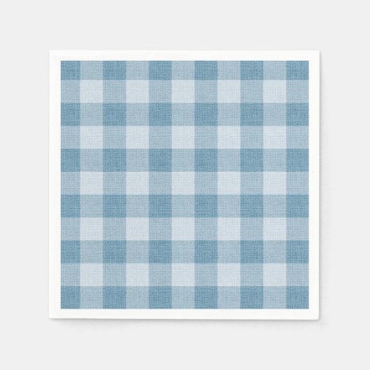 Serviette En Papier Powder Blue Gingham Buffalo Check Linen Texture (Devant)
