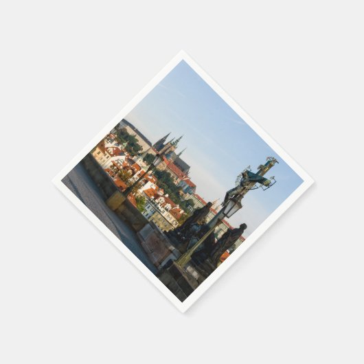 Serviette En Papier Prague Vue du château de Charles pont, Tchèque R. (Coin)