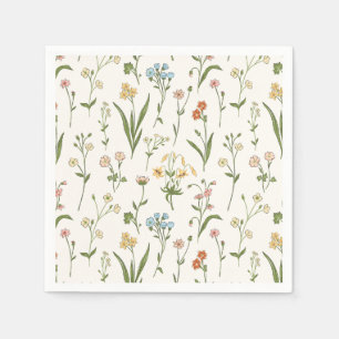 Serviette En Papier Prairie de fleurs sauvages rustique multicolore de