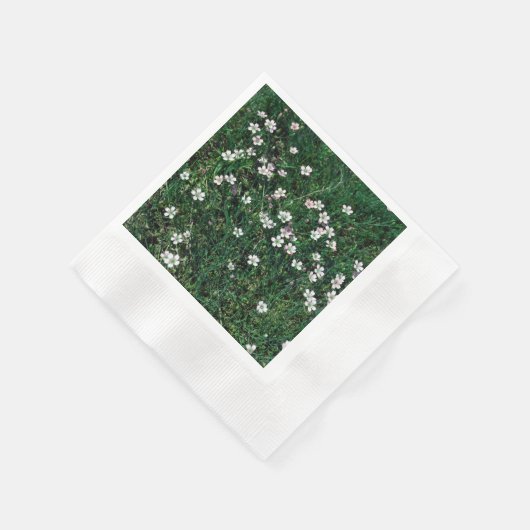 Serviette En Papier Prairie d'été Petits Fleurs sauvages blanches et r (Coin)