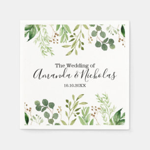 Serviette En Papier prairie sauvage d'été Mariage vert