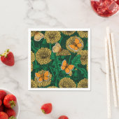 Serviette En Papier Pré de Dandelion sur vert foncé (En situation)