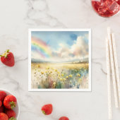 Serviette En Papier Pré fleur sauvage avec arc-en-ciel (En situation)
