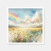 Serviette En Papier Pré fleur sauvage avec arc-en-ciel (Devant)