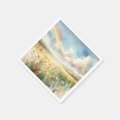 Serviette En Papier Pré fleur sauvage avec arc-en-ciel (Coin)