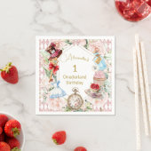 Serviette En Papier Premier Anniversaire Alice Au Pays Des Merveilles  (En situation)