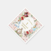 Serviette En Papier Premier Anniversaire Alice Au Pays Des Merveilles  (Coin)