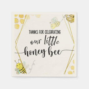 SERVIETTE EN PAPIER PREMIER ANNIVERSAIRE, BEE PARTY, BEE THEMED