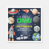 Serviette En Papier Premier Anniversaire dans l'Espace (Devant)
