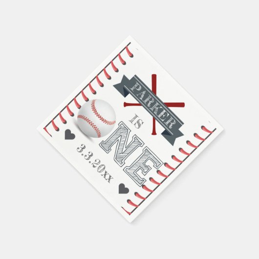 Serviette En Papier Premier anniversaire de base-ball Personnalisé (Coin)