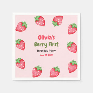 Serviette En Papier Premier anniversaire de Berry à la fraise 1er anni