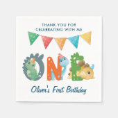 Serviette En Papier Premier anniversaire de Dinosaur (Devant)
