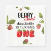 Serviette En Papier Premier anniversaire de fraise (Devant)
