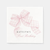 Serviette En Papier Premier anniversaire de la Bow rose (Devant)