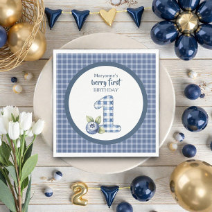 Serviette En Papier Premier Anniversaire de l'Enfant aux Myrtilles