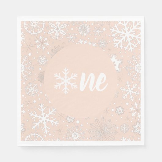Serviette En Papier Premier Anniversaire de l'hiver Blush Flocon de ne (Devant)