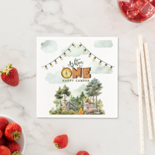 Serviette En Papier Premier anniversaire de One Happy Camper