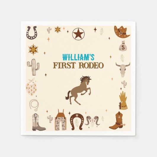 Serviette En Papier Premier anniversaire de Rodeo Cowboy (Devant)