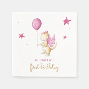 Serviette En Papier Premier anniversaire du dragon rose